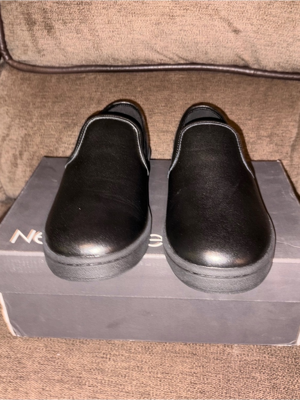 Neil Barrett Black Leather Slip-On Sneakers